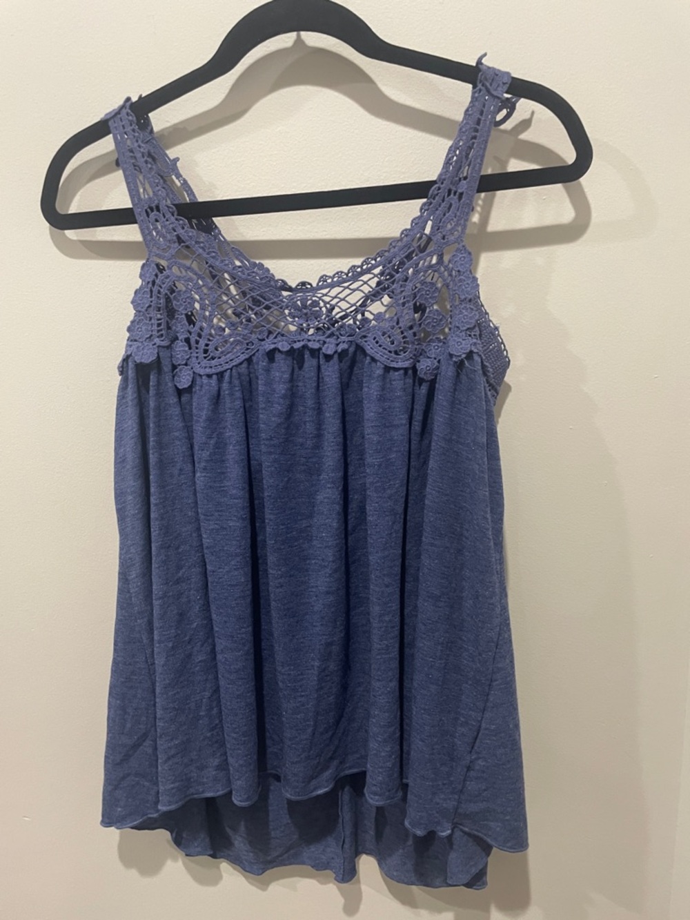 Love Culture Lavender Blue Crochet Yoke Tank Top